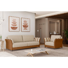 Poltrona Decorativa 94cm Loud Pu Caramelo | Linho Bege - Sall